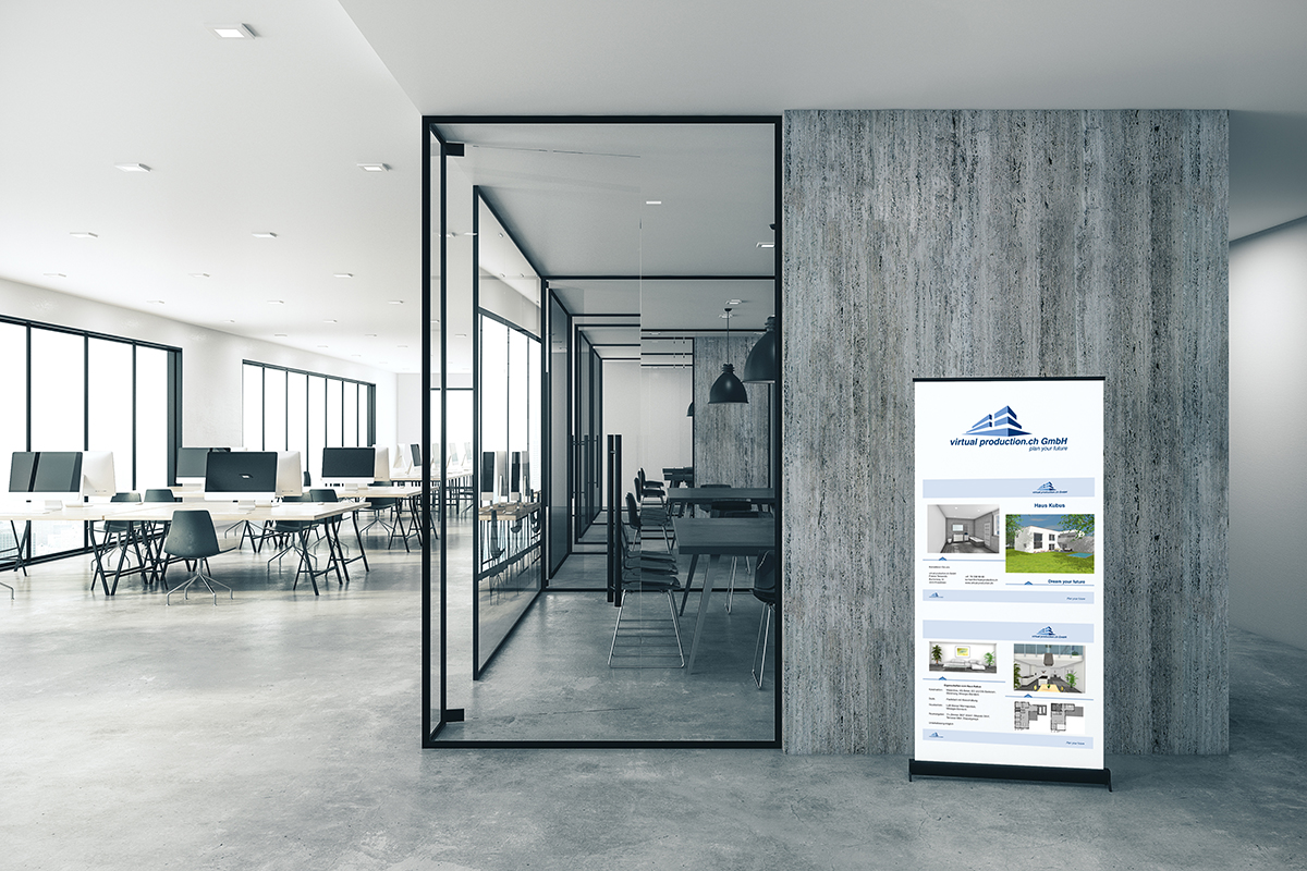 modern - coworking - office - interior - mockup - blank - wall - glass - reflections - meeting von 